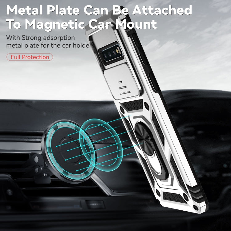 For Samsung Galaxy S10 Sliding Camshield Holder Phone Case(Silver)