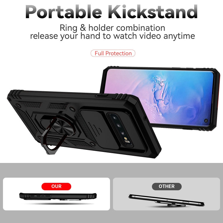 For Samsung Galaxy S10+ Sliding Camshield Holder Phone Case(Black)