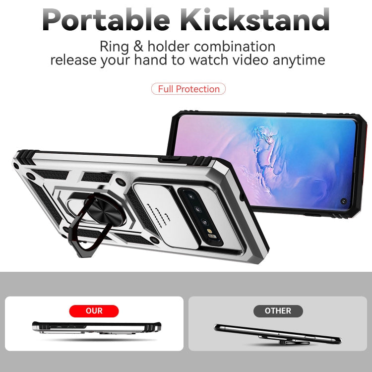 For Samsung Galaxy S10+ Sliding Camshield Holder Phone Case(Silver)