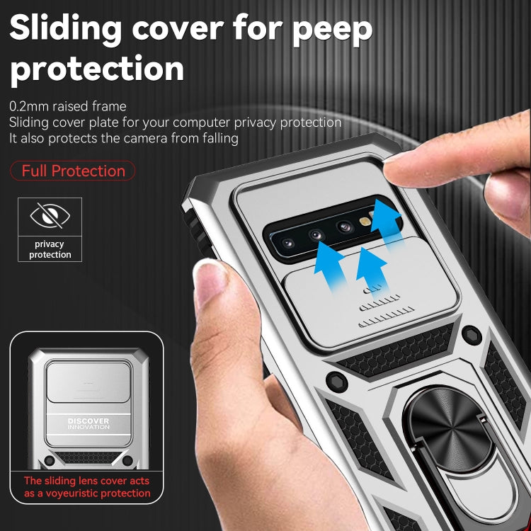 For Samsung Galaxy S10+ Sliding Camshield Holder Phone Case(Silver)