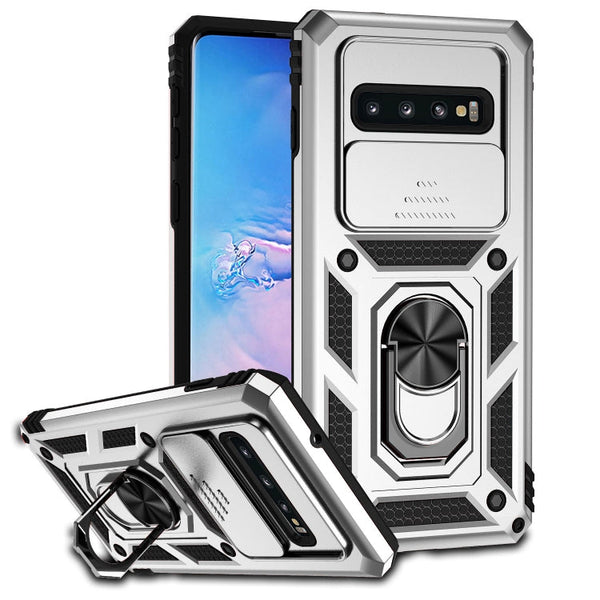 For Samsung Galaxy S10+ Sliding Camshield Holder Phone Case(Silver)