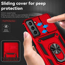 For Samsung Galaxy S21 FE 5G Sliding Camshield Holder Phone Case(Red)