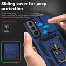 For Samsung Galaxy S21 FE 5G Sliding Camshield Holder Phone Case(Blue)