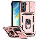 For Samsung Galaxy S21 FE 5G Sliding Camshield Holder Phone Case(Rose Gold)