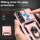 For Samsung Galaxy S21 FE 5G Sliding Camshield Holder Phone Case(Rose Gold)
