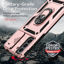 For Samsung Galaxy S21 FE 5G Sliding Camshield Holder Phone Case(Rose Gold)