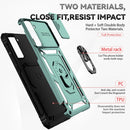 For Samsung Galaxy S21 FE 5G Sliding Camshield Holder Phone Case(Dark Green)