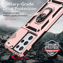 For Samsung Galaxy S21 Ultra 5G Sliding Camshield Holder Phone Case(Rose Gold)