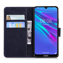 For Huawei Y6 2019 Skin Feel Pure Color Flip Leather Phone Case(Black)