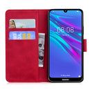 For Huawei Y6 2019 Skin Feel Pure Color Flip Leather Phone Case(Red)
