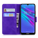 For Huawei Y6 2019 Skin Feel Pure Color Flip Leather Phone Case(Purple)