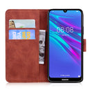 For Huawei Y6 2019 Skin Feel Pure Color Flip Leather Phone Case(Brown)