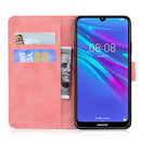 For Huawei Y6 2019 Skin Feel Pure Color Flip Leather Phone Case(Pink)