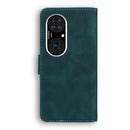 For Huawei P50 Pro Skin Feel Pure Color Flip Leather Phone Case(Green)