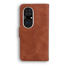 For Huawei P50 Pro Skin Feel Pure Color Flip Leather Phone Case(Brown)