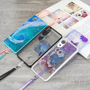 For Samsung Galaxy A03 Core Starry Sky Epoxy TPU Phone Case with Neck Lanyard(Owl)