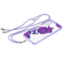 For Samsung Galaxy A13 5G Starry Sky Epoxy TPU Phone Case with Neck Lanyard(Purple Butterfly)