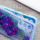 For Samsung Galaxy A13 5G Starry Sky Epoxy TPU Phone Case with Neck Lanyard(Purple Butterfly)