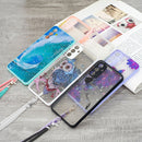 For Samsung Galaxy A13 5G Starry Sky Epoxy TPU Phone Case with Neck Lanyard(Purple Butterfly)