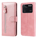For Xiaomi Poco M4 Pro 4G Fashion Calf Texture Zipper Horizontal Flip Leather Case(Rose Gold)