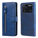 For Xiaomi Poco M4 Pro 4G Fashion Calf Texture Zipper Horizontal Flip Leather Case(Blue)