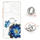 For Samsung Galaxy A33 5G Starry Sky Epoxy TPU Phone Case with Ring Holder(Blue Butterfly)