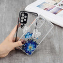 For Samsung Galaxy A33 5G Starry Sky Epoxy TPU Phone Case with Ring Holder(Blue Butterfly)