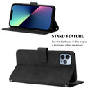 Crossbody 3D Embossed Flip Leather Phone Case For iPhone 13 Pro Max(Black)