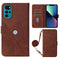 For Motorola Moto G22 Crossbody 3D Embossed Flip Leather Phone Case(Brown)