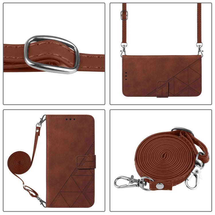 For Motorola Moto G22 Crossbody 3D Embossed Flip Leather Phone Case(Brown)