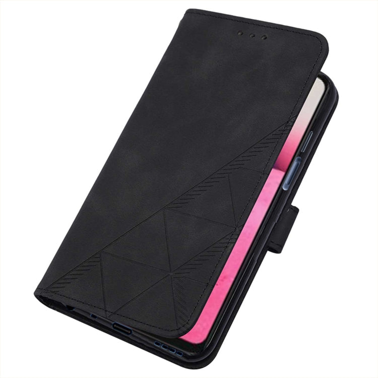 For Motorola Moto G22 Crossbody 3D Embossed Flip Leather Phone Case(Black)