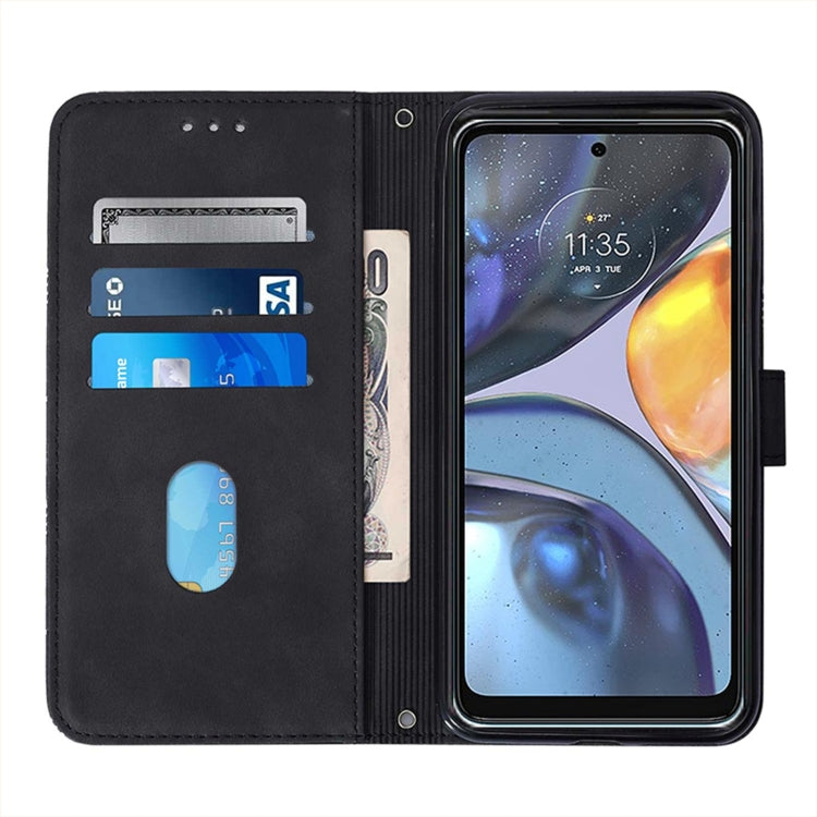 For Motorola Moto G22 Crossbody 3D Embossed Flip Leather Phone Case(Black)