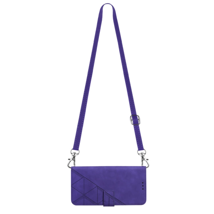 For Motorola Moto G22 Crossbody 3D Embossed Flip Leather Phone Case(Purple)