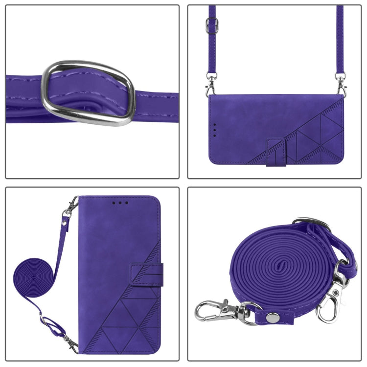 For Motorola Moto G22 Crossbody 3D Embossed Flip Leather Phone Case(Purple)