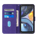 For Motorola Moto G22 Crossbody 3D Embossed Flip Leather Phone Case(Purple)