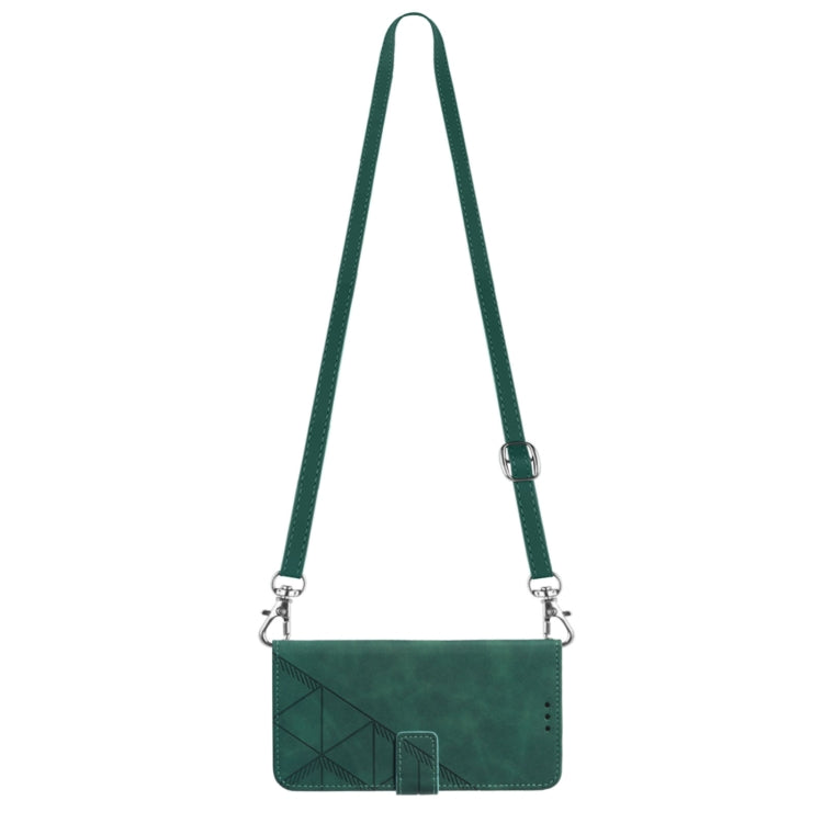 For Motorola Moto G22 Crossbody 3D Embossed Flip Leather Phone Case(Dark Green)