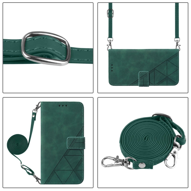 For Motorola Moto G22 Crossbody 3D Embossed Flip Leather Phone Case(Dark Green)