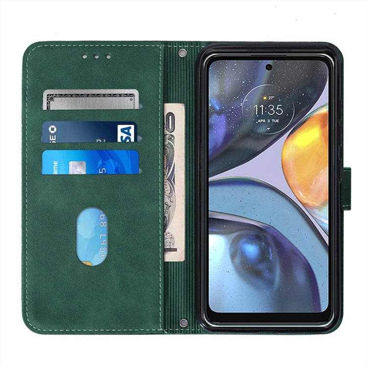 For Motorola Moto G22 Crossbody 3D Embossed Flip Leather Phone Case(Dark Green)