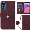 For Motorola Moto G22 Crossbody 3D Embossed Flip Leather Phone Case(Wine Red)