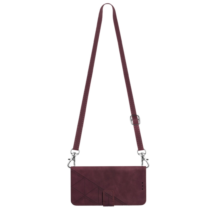 For Motorola Moto G22 Crossbody 3D Embossed Flip Leather Phone Case(Wine Red)