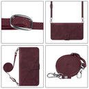 For Motorola Moto G22 Crossbody 3D Embossed Flip Leather Phone Case(Wine Red)