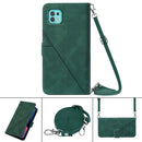 For Motorola Edge 20 Lite Crossbody 3D Embossed Flip Leather Phone Case(Dark Green)