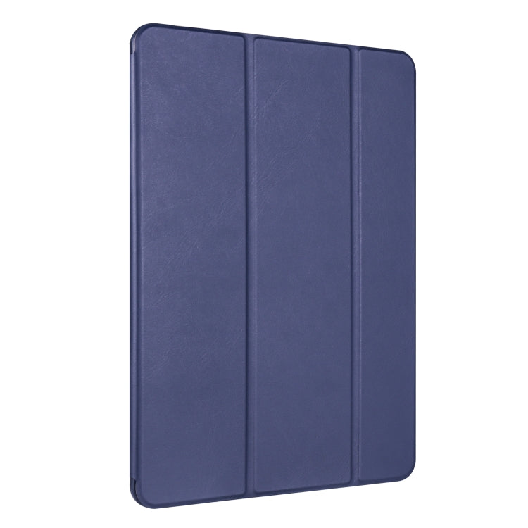 For iPad Pro 10.5 / Air3 10.5 inch Horizontal Flip Tablet PC PU Leather Case with Three-folding Holder & Pen Slot(Dark Blue)