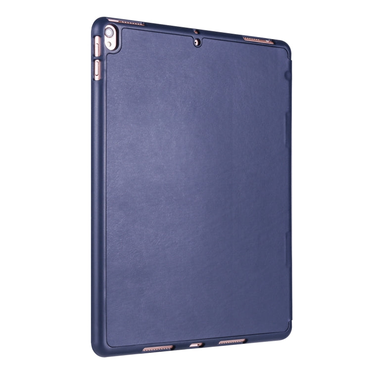 For iPad Pro 10.5 / Air3 10.5 inch Horizontal Flip Tablet PC PU Leather Case with Three-folding Holder & Pen Slot(Dark Blue)