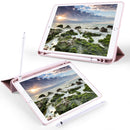 For iPad 9 / 8 / 7 / 6 / 5 Horizontal Flip Tablet PC PU Leather Case with Three-folding Holder & Pen Slot(Rose Gold)