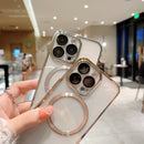 For iPhone 12 Pro Max MagSafe Magnetic TPU Case with Glass Lens(Gold)