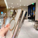 For iPhone 12 Pro Max MagSafe Magnetic TPU Case with Glass Lens(Sierra Blue)