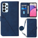 For Samsung Galaxy A23 5G Crossbody 3D Embossed Flip Leather Phone Case(Blue)