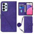 For Samsung Galaxy A23 5G Crossbody 3D Embossed Flip Leather Phone Case(Purple)