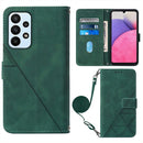 For Samsung Galaxy A23 5G Crossbody 3D Embossed Flip Leather Phone Case(Dark Green)